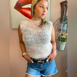 Vintage White and Pink Tank Top